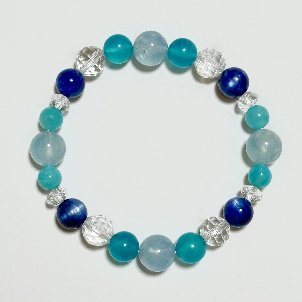 「 青空を仰ぐ 」 ✯ アクアマリン アマゾナイト カイヤナイト / 天然石ブレスレット パワーストーン 天然石アクセサリー