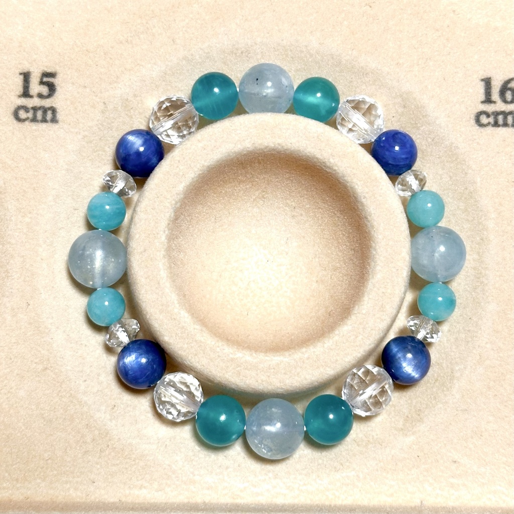 「 青空を仰ぐ 」 ✯ アクアマリン アマゾナイト カイヤナイト / 天然石ブレスレット パワーストーン 天然石アクセサリー