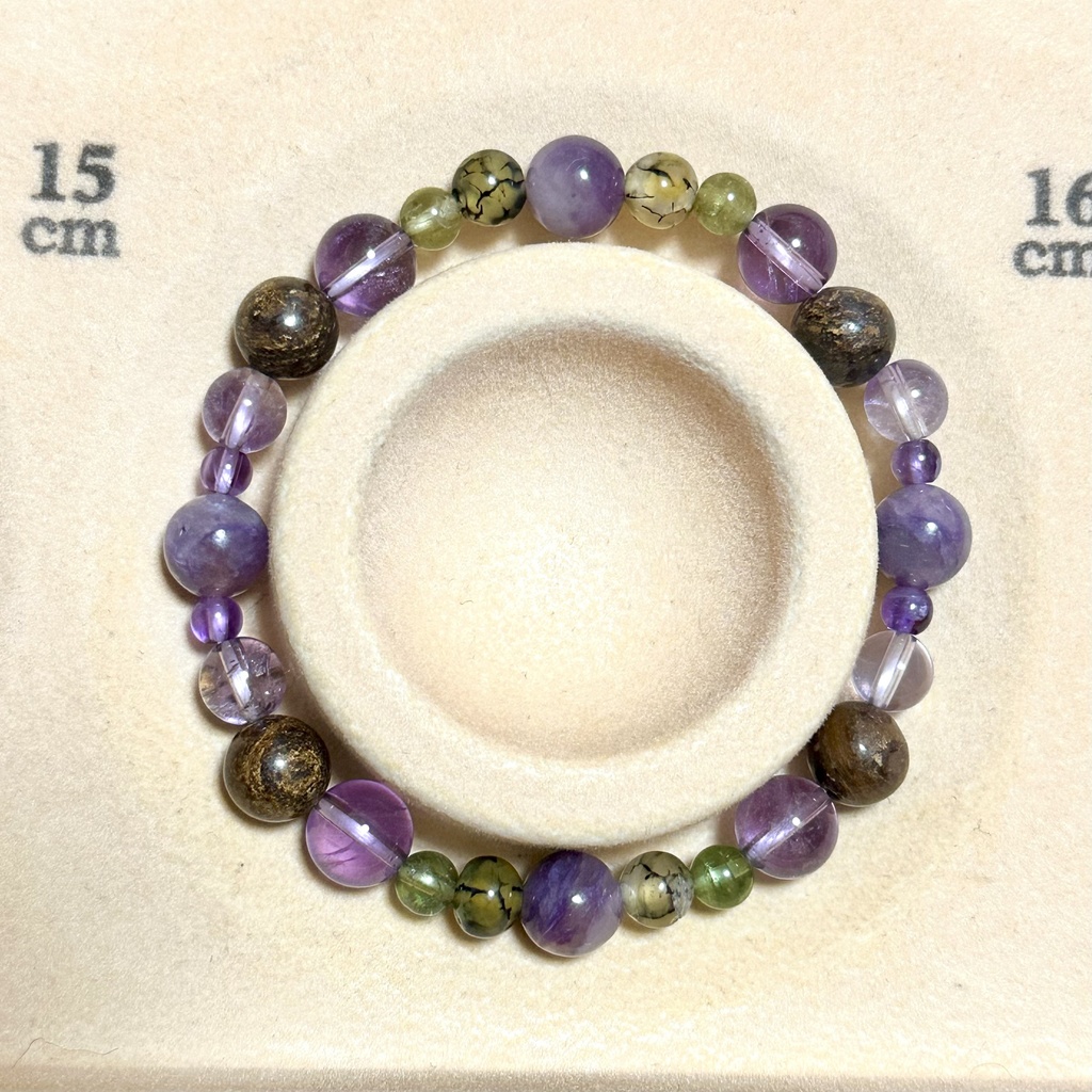 「 藤 」 ✯ エンジェルシリカ アメジスト ドラゴンアゲート ブロンザイト グリーントルマリン / 天然石ブレスレット パワーストーン 天然石アクセサリー