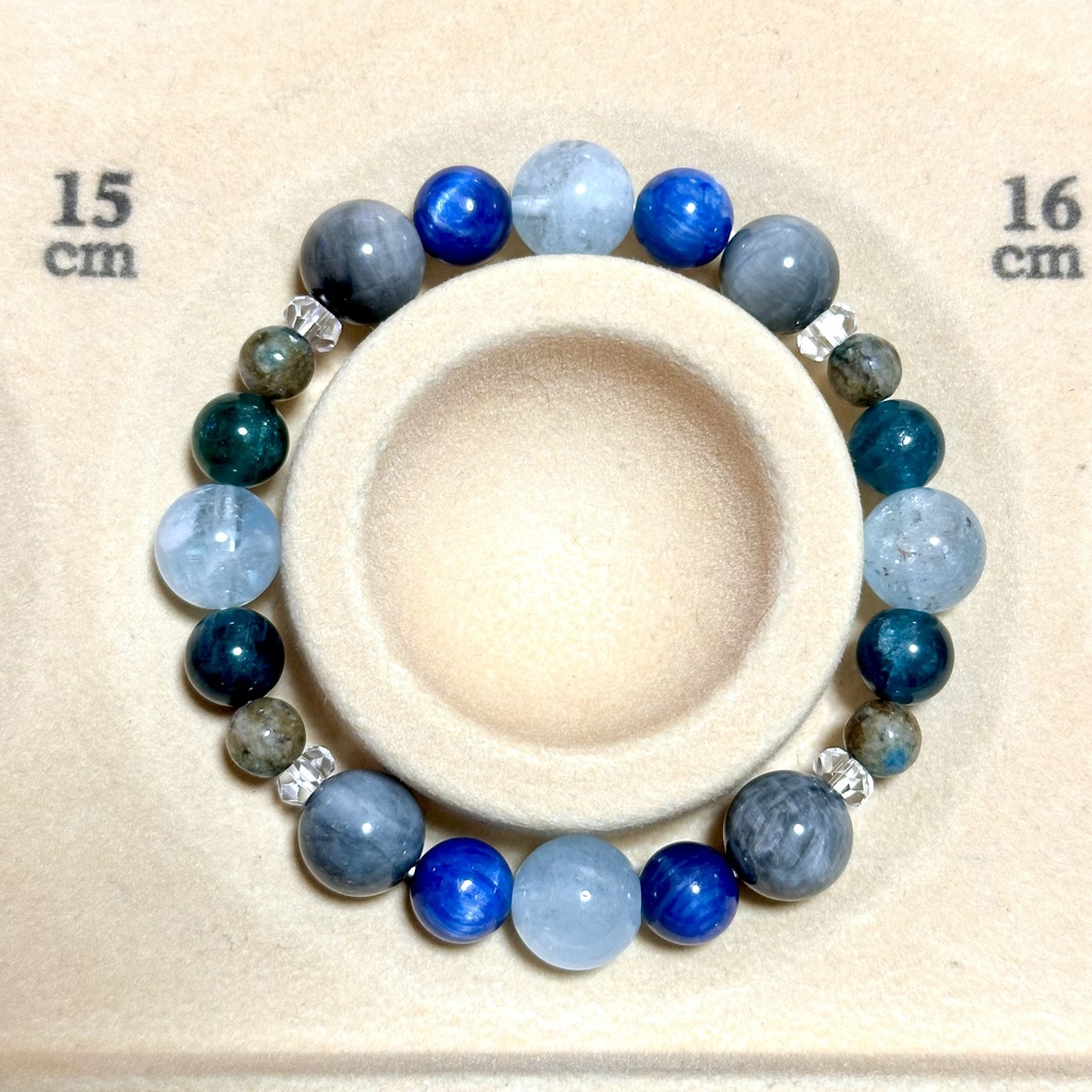 「 氷河 」 ✯ アクアマリン カイヤナイト イーグルアイ K2ストーン ブルーグリーンアパタイト / 天然石ブレスレット パワーストーン 天然石アクセサリー