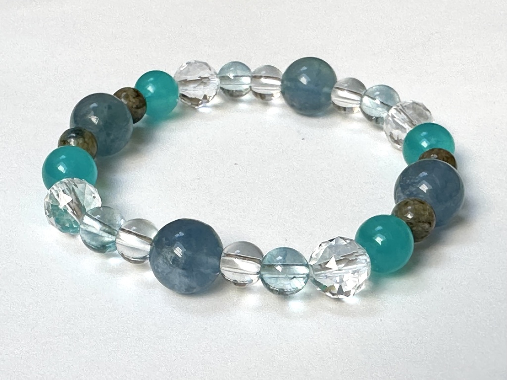 「 雨 」 ✯ ブルーフローライト K2ストーン アマゾナイト ブルートパーズ / 天然石ブレスレット パワーストーン 天然石アクセサリー
