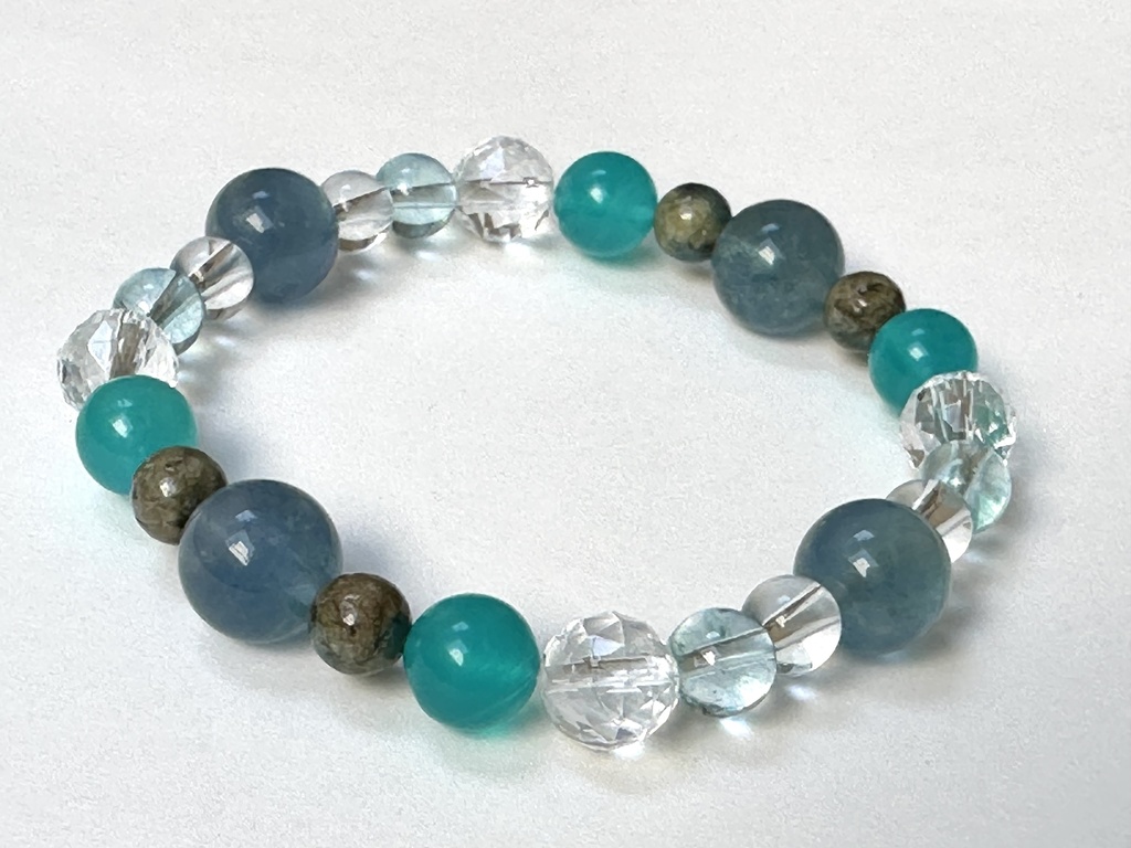 「 雨 」 ✯ ブルーフローライト K2ストーン アマゾナイト ブルートパーズ / 天然石ブレスレット パワーストーン 天然石アクセサリー