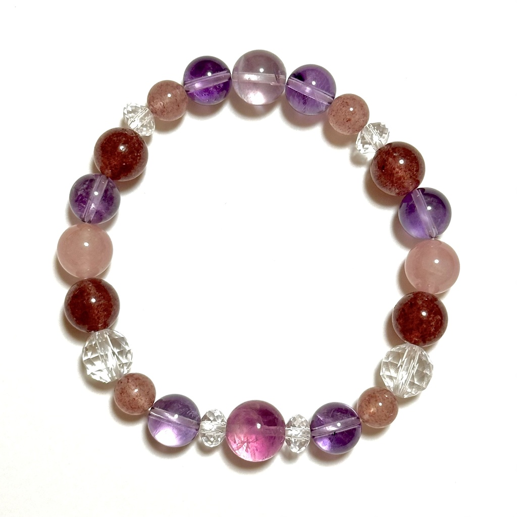 【 四季様 ✾ 専用 】「 ぶどうの香り 」  ✯  ピンクフローライト アメジスト ストロベリークォーツ ローズクォーツ パープルフローライト / 天然石ブレスレット パワーストーン 天然石アクセサリー
