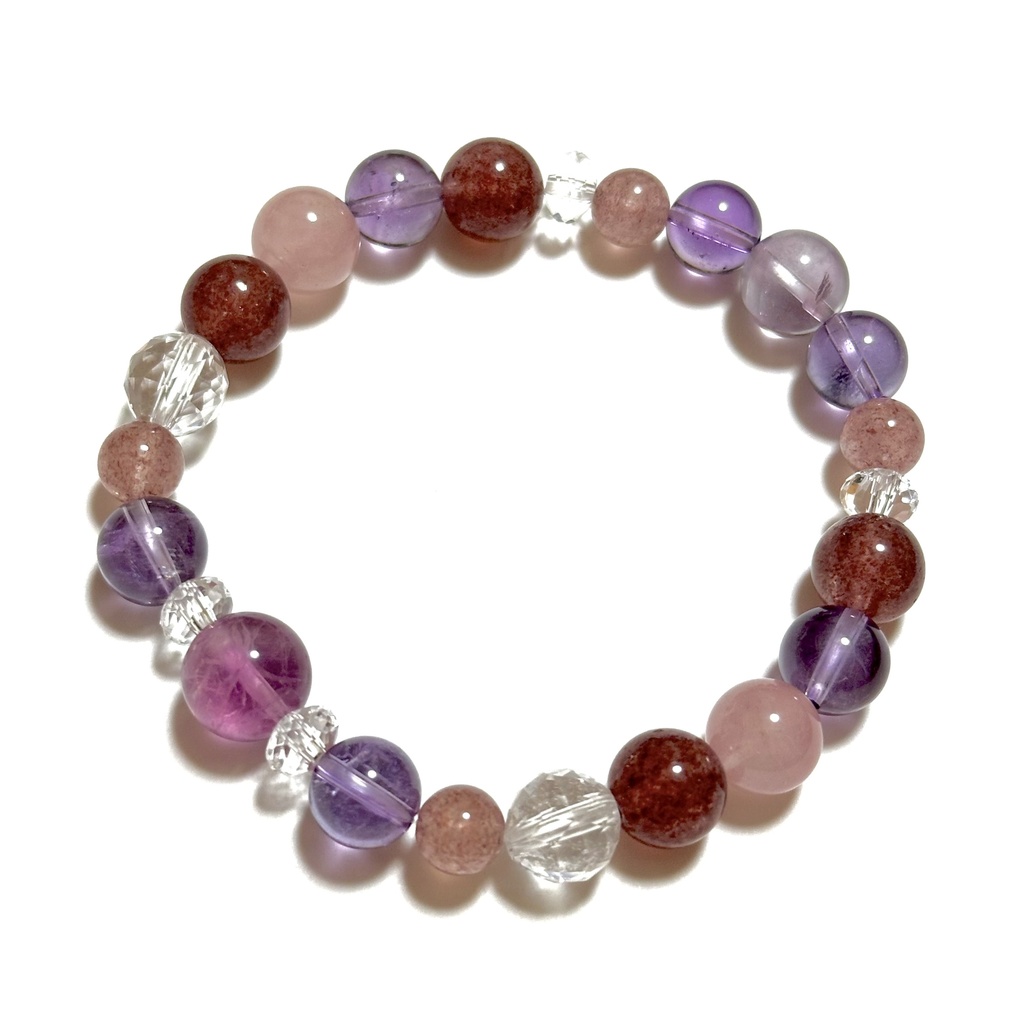【 四季様 ✾ 専用 】「 ぶどうの香り 」  ✯  ピンクフローライト アメジスト ストロベリークォーツ ローズクォーツ パープルフローライト / 天然石ブレスレット パワーストーン 天然石アクセサリー