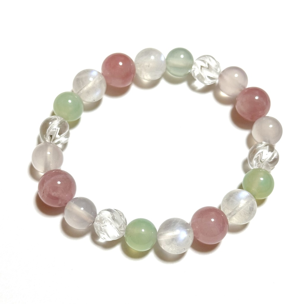 「 春風 」 ✯ ローズクォーツ カルセドニー ムーンストーン / 天然石ブレスレット パワーストーン 天然石アクセサリー