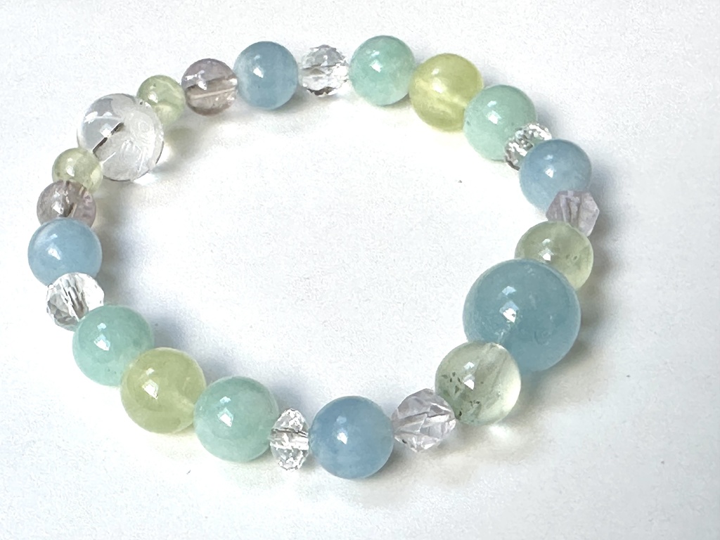 「 若葉とそよ風 」  ✯  アクアマリン プレナイト エンジェライト アメトリン 蝶 花 / 天然石ブレスレット パワーストーン 天然石アクセサリー