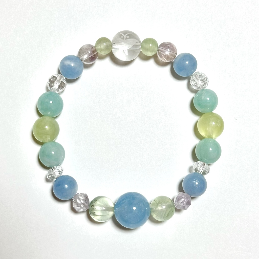 「 若葉とそよ風 」  ✯  アクアマリン プレナイト エンジェライト アメトリン 蝶 花 / 天然石ブレスレット パワーストーン 天然石アクセサリー