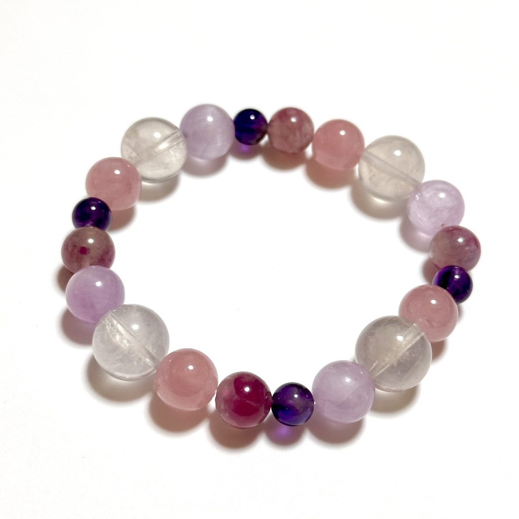 「 pretty 」 ✯ スコロライト ローズクォーツ レピドライトイントルマリンシリカ アメジスト クンツァイト / 天然石ブレスレット パワーストーン 天然石アクセサリー