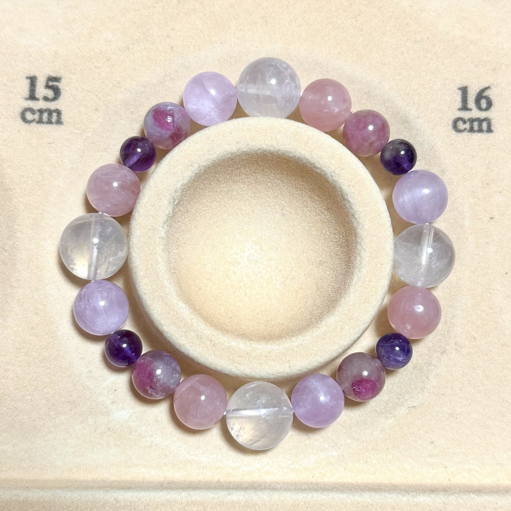 「 pretty 」 ✯ スコロライト ローズクォーツ レピドライトイントルマリンシリカ アメジスト クンツァイト / 天然石ブレスレット パワーストーン 天然石アクセサリー