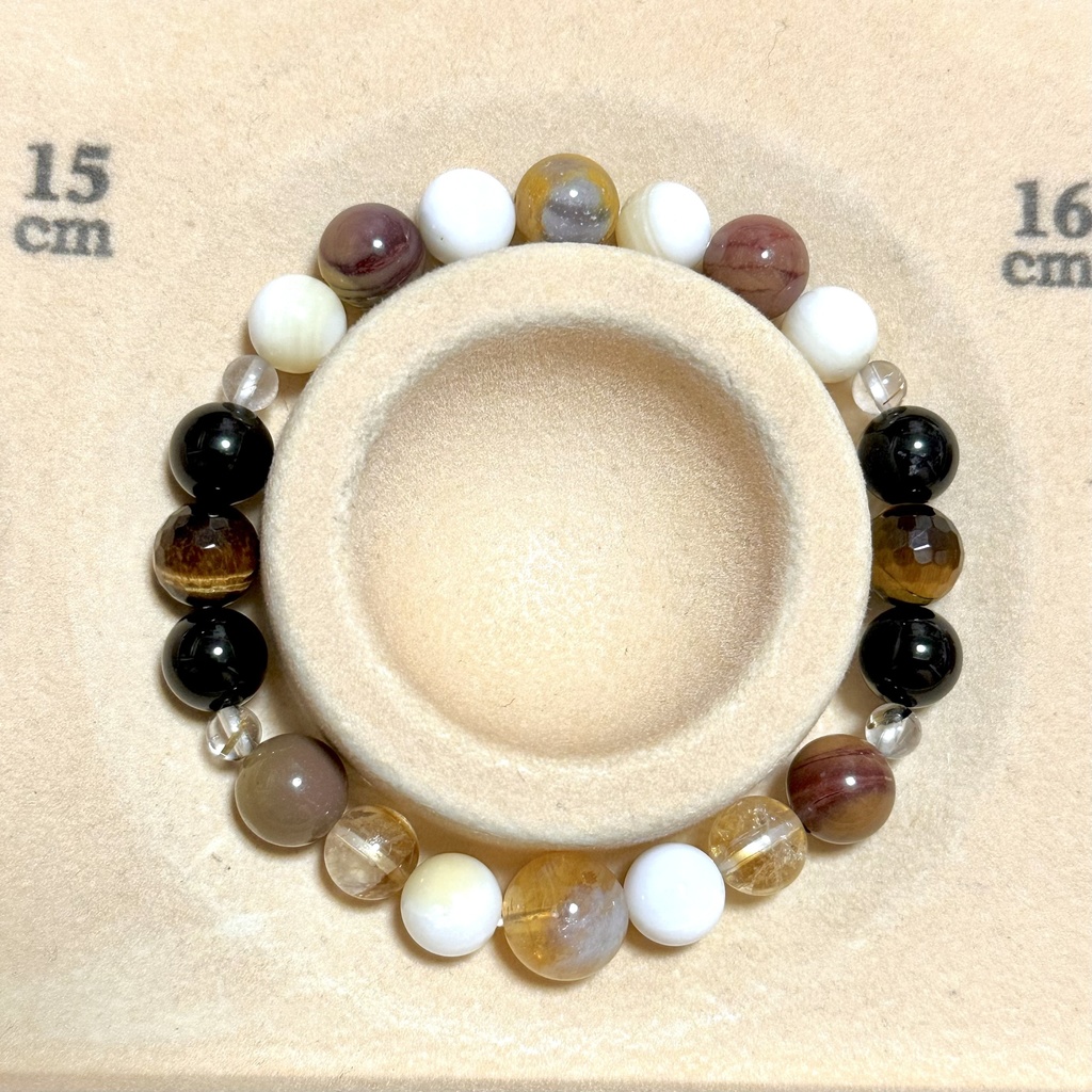 「 希望の三毛猫 」 ✯ シトリン ゴールデンシャコガイ モッカイト モリオン タイガーアイ / 天然石ブレスレット パワーストーン 天然石アクセサリー