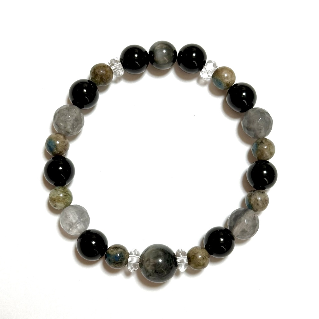 「 曇天の鷲 」  ✯  イーグルアイ K2 モリオン クラウディクォーツ  / 天然石ブレスレット パワーストーン 天然石アクセサリー