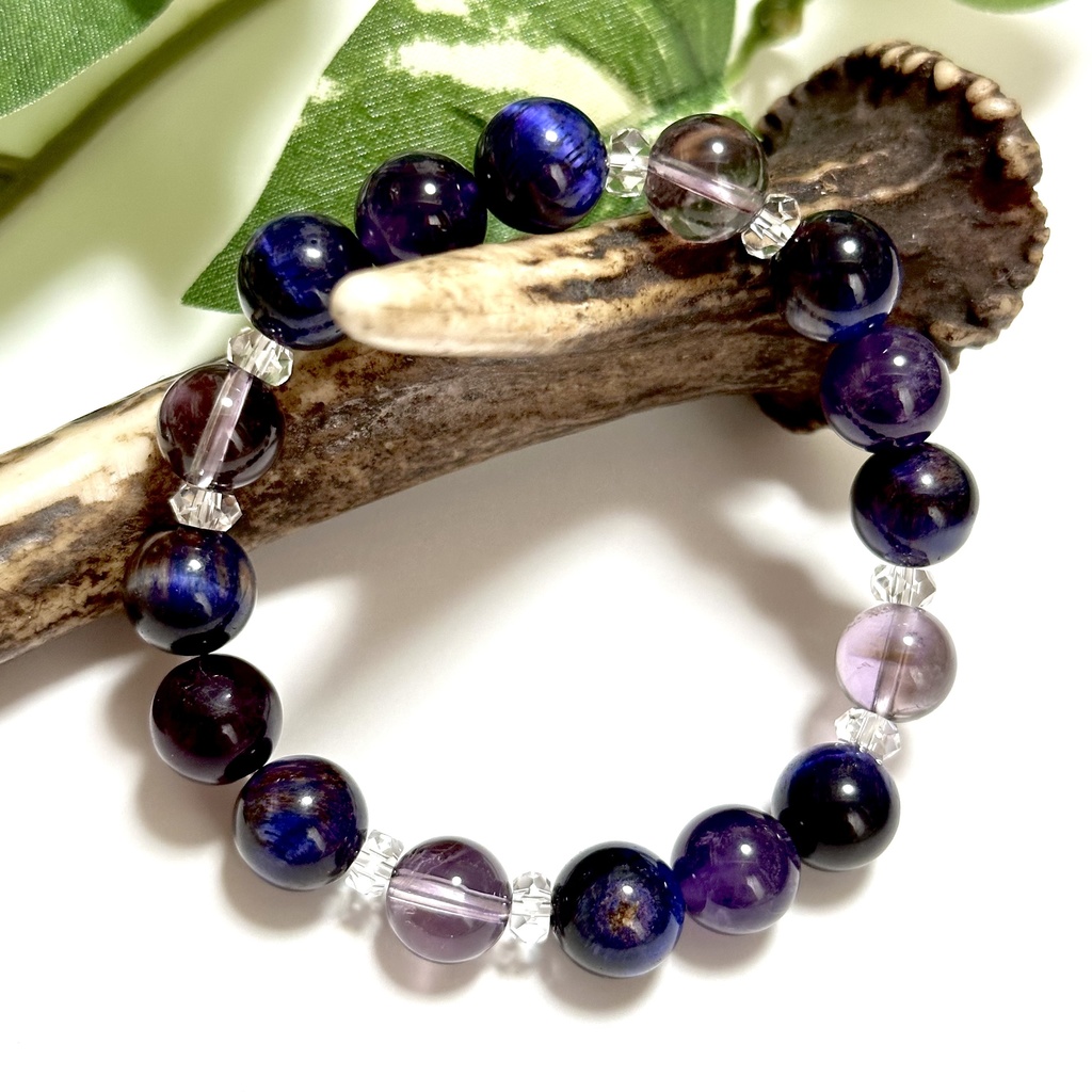 「 優美なアヤメ 」  ✯  アメジスト タイガーアイ / 天然石ブレスレット パワーストーン 天然石アクセサリー