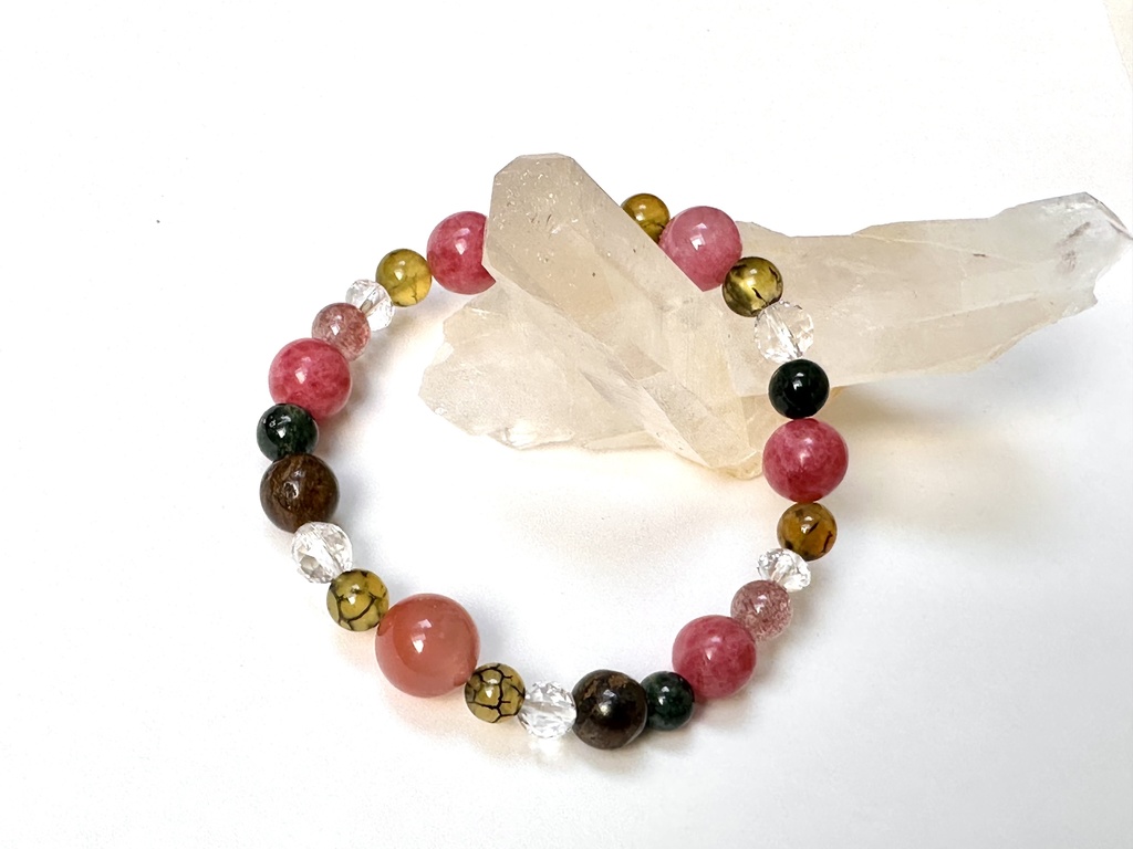 「 紫陽花─可憐─ 」 ✯ ソルトソースアゲート ドラゴンアゲート ロードナイトシリカ ブロンザイト / 天然石ブレスレット パワーストーン 天然石アクセサリー