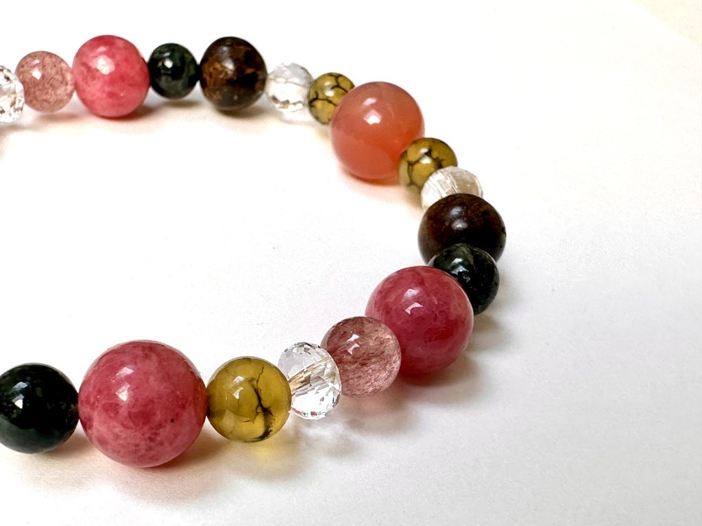 「 紫陽花─可憐─ 」 ✯ ソルトソースアゲート ドラゴンアゲート ロードナイトシリカ ブロンザイト / 天然石ブレスレット パワーストーン 天然石アクセサリー