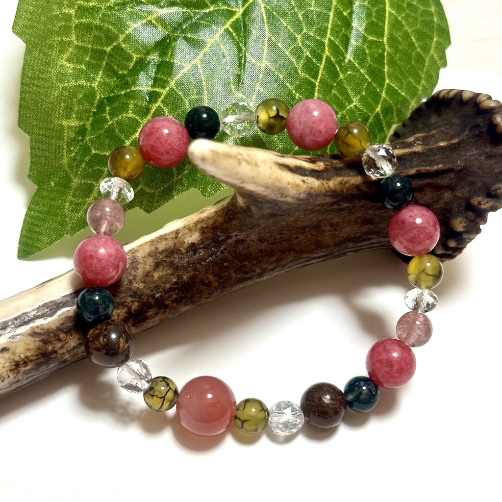 「 紫陽花─可憐─ 」 ✯ ソルトソースアゲート ドラゴンアゲート ロードナイトシリカ ブロンザイト / 天然石ブレスレット パワーストーン 天然石アクセサリー