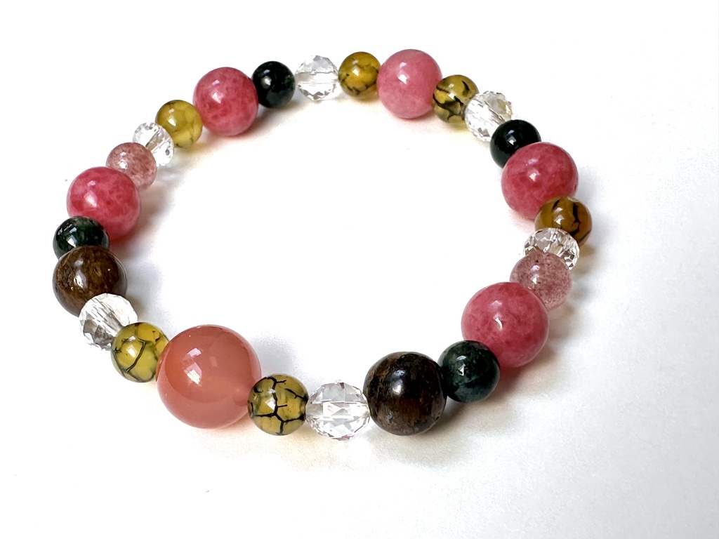 「 紫陽花─可憐─ 」 ✯ ソルトソースアゲート ドラゴンアゲート ロードナイトシリカ ブロンザイト / 天然石ブレスレット パワーストーン 天然石アクセサリー