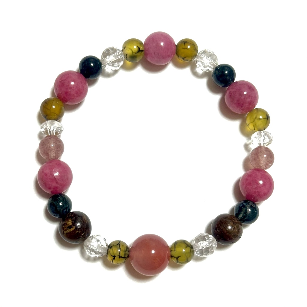 「 紫陽花─可憐─ 」 ✯ ソルトソースアゲート ドラゴンアゲート ロードナイトシリカ ブロンザイト / 天然石ブレスレット パワーストーン 天然石アクセサリー