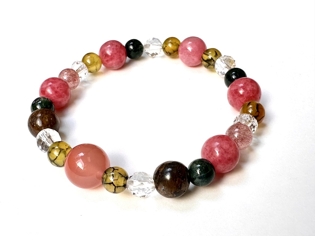 「 紫陽花─可憐─ 」 ✯ ソルトソースアゲート ドラゴンアゲート ロードナイトシリカ ブロンザイト / 天然石ブレスレット パワーストーン 天然石アクセサリー