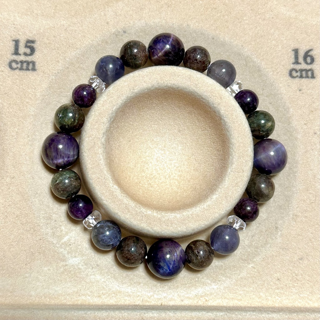 「 桔梗 」  ✯ 夜空色タイガーアイ エクロジャイト アイオライトサンストーン スティヒタイト / 天然石ブレスレット パワーストーン 天然石アクセサリー