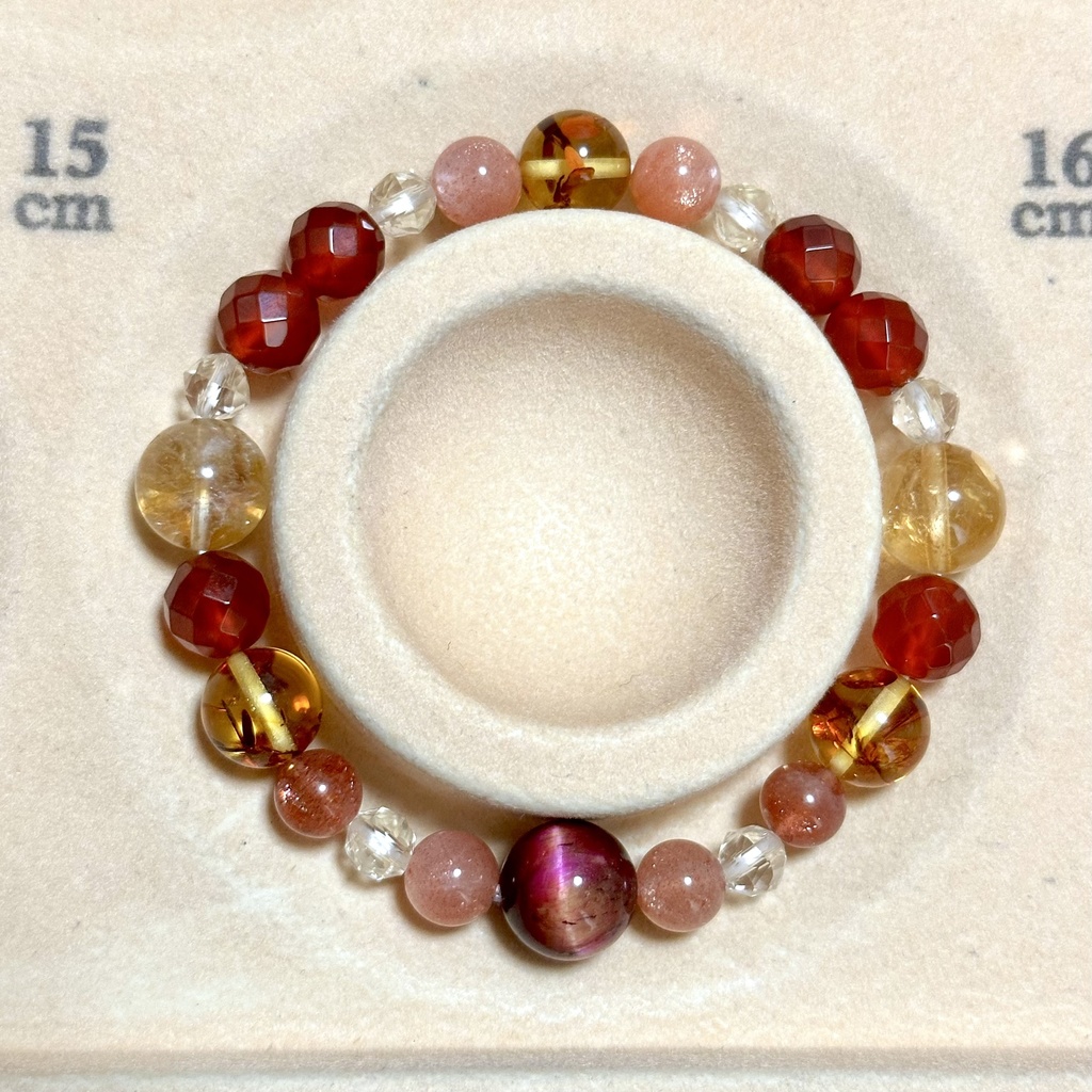 「 夕焼け 」 ✯ タイガーアイ サンストーン バルティックアンバー レッドアゲート シトリン / 天然石ブレスレット パワーストーン 天然石アクセサリー