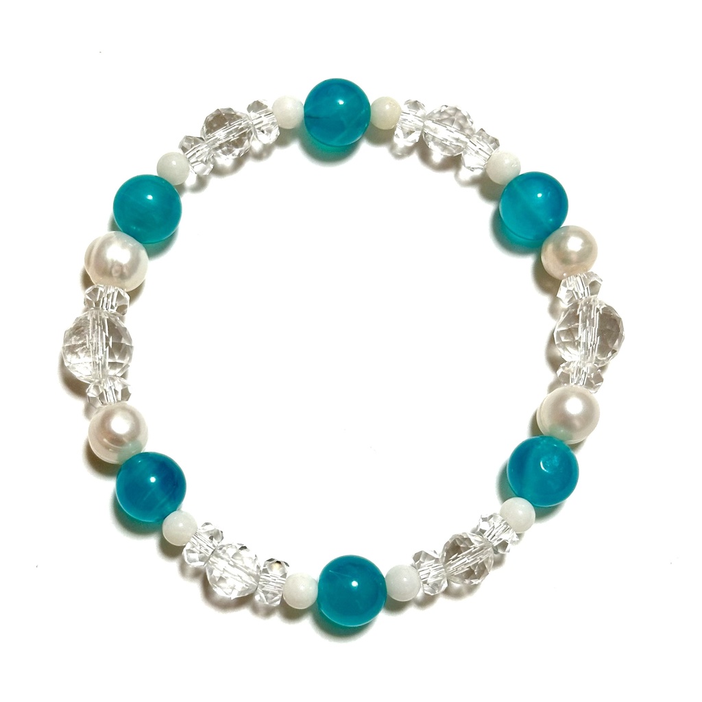 「 夏の煌めき 」 ✯ アマゾナイト ホワイトコーラル 淡水パール / 天然石ブレスレット パワーストーン 天然石アクセサリー