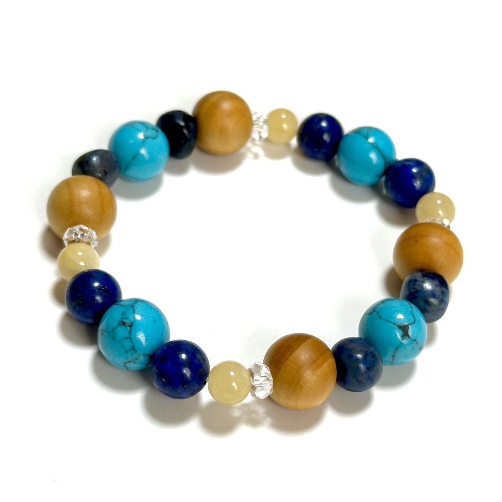 「 夏のバカンス 」 ✯ ハウライトターコイズ ラピスラズリ アラゴナイト 榧 / 天然石ブレスレット パワーストーン 天然石アクセサリー
