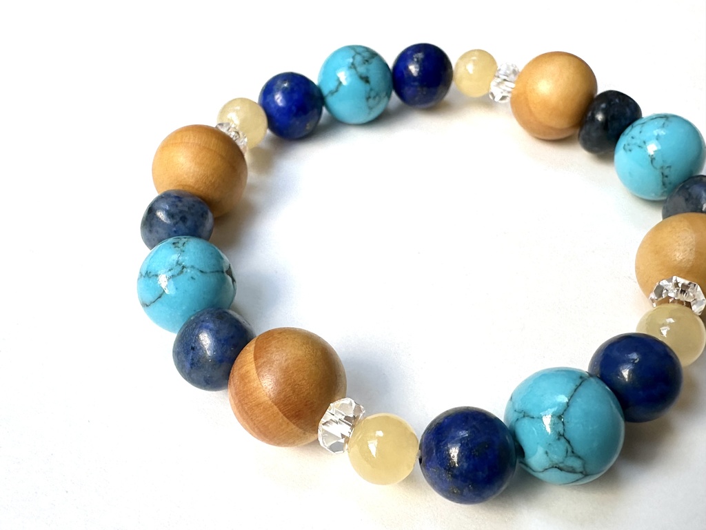 「 夏のバカンス 」 ✯ ハウライトターコイズ ラピスラズリ アラゴナイト 榧 / 天然石ブレスレット パワーストーン 天然石アクセサリー