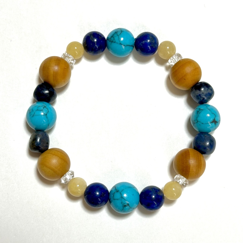 「 夏のバカンス 」 ✯ ハウライトターコイズ ラピスラズリ アラゴナイト 榧 / 天然石ブレスレット パワーストーン 天然石アクセサリー