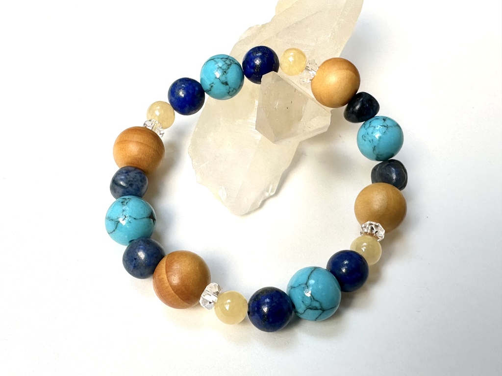 「 夏のバカンス 」 ✯ ハウライトターコイズ ラピスラズリ アラゴナイト 榧 / 天然石ブレスレット パワーストーン 天然石アクセサリー