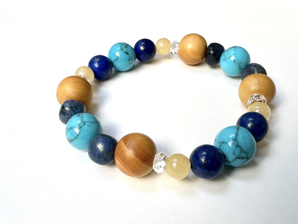 「 夏のバカンス 」 ✯ ハウライトターコイズ ラピスラズリ アラゴナイト 榧 / 天然石ブレスレット パワーストーン 天然石アクセサリー