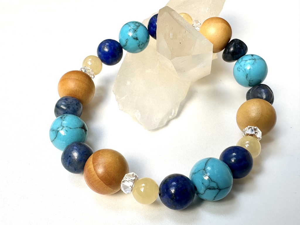 「 夏のバカンス 」 ✯ ハウライトターコイズ ラピスラズリ アラゴナイト 榧 / 天然石ブレスレット パワーストーン 天然石アクセサリー