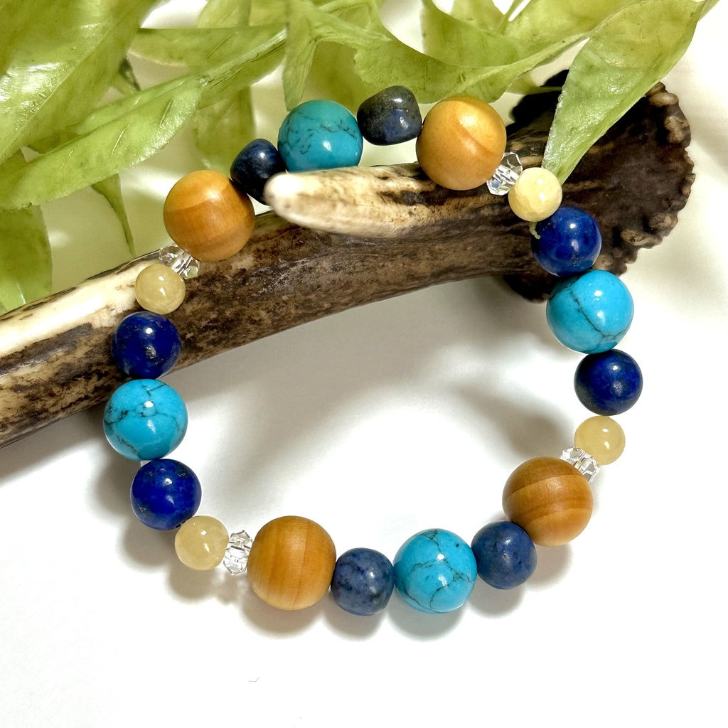 「 夏のバカンス 」 ✯ ハウライトターコイズ ラピスラズリ アラゴナイト 榧 / 天然石ブレスレット パワーストーン 天然石アクセサリー
