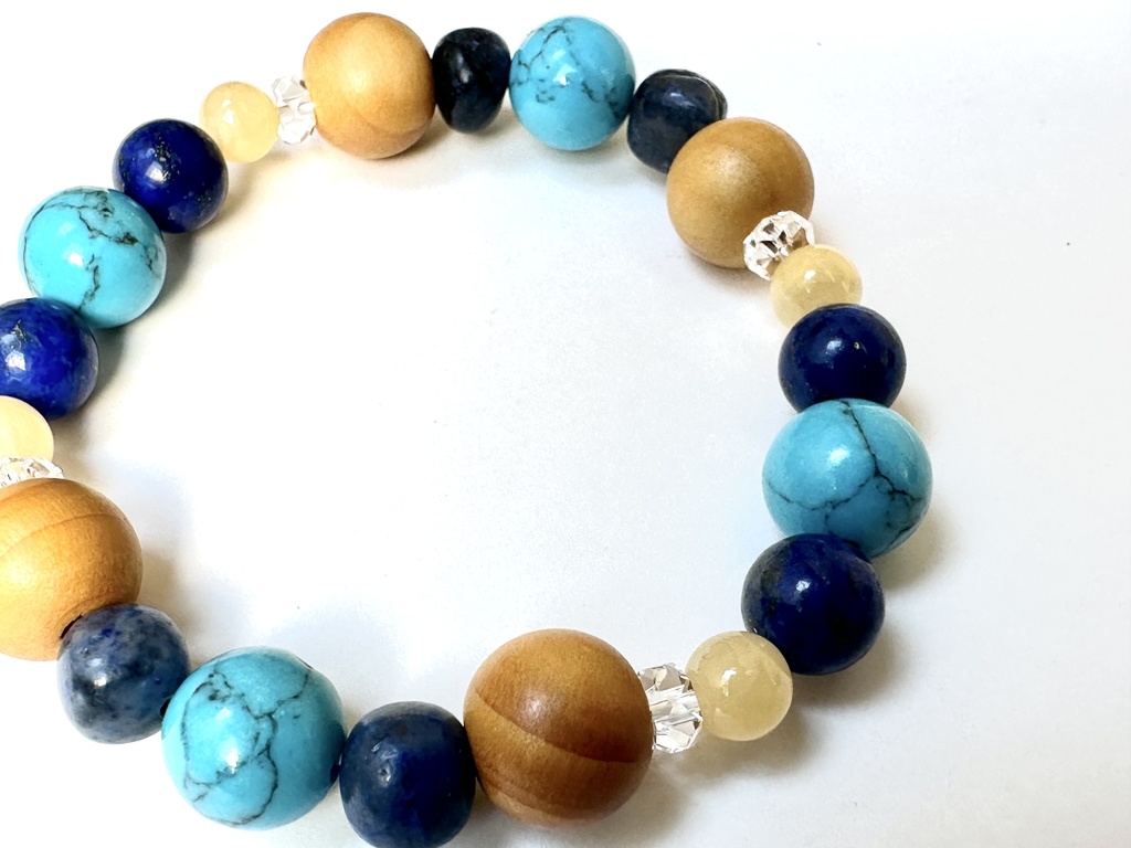 「 夏のバカンス 」 ✯ ハウライトターコイズ ラピスラズリ アラゴナイト 榧 / 天然石ブレスレット パワーストーン 天然石アクセサリー