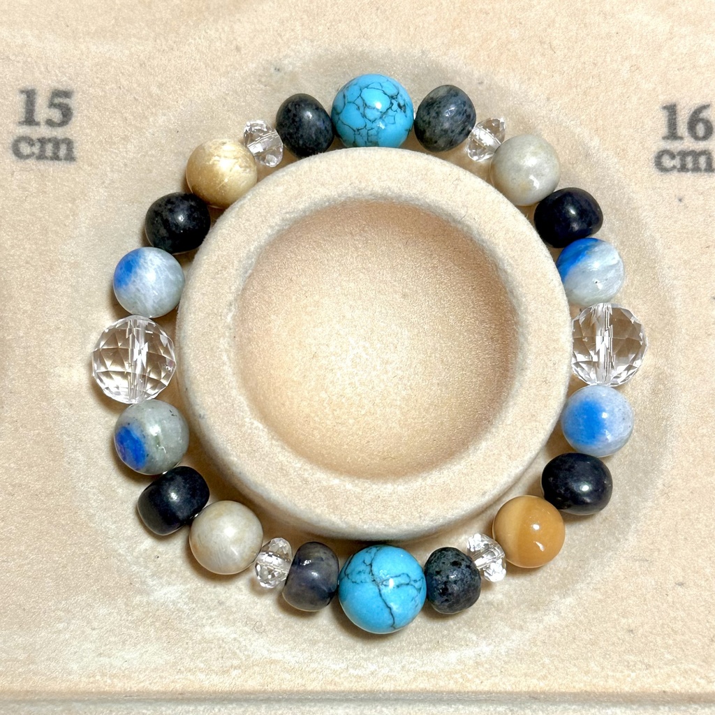 「 natural summer 」 ✯ ハウライトターコイズ デュモルチェライト フォッシルコーラル モッカイト K2 / 天然石ブレスレット パワーストーン 天然石アクセサリー