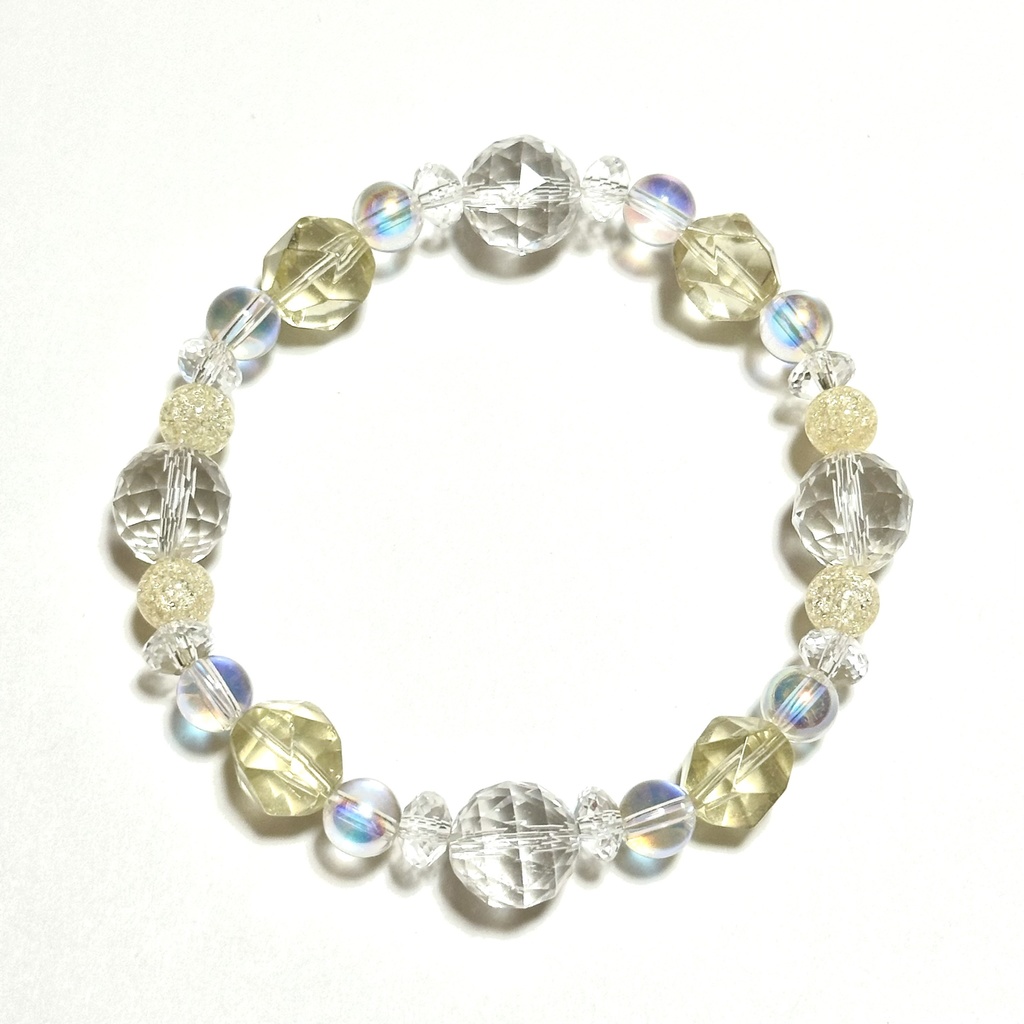 「 レモネード 」  ✯ レモンクォーツ オーラクォーツ イエロークラック水晶 水晶 / 天然石ブレスレット パワーストーン 天然石アクセサリー