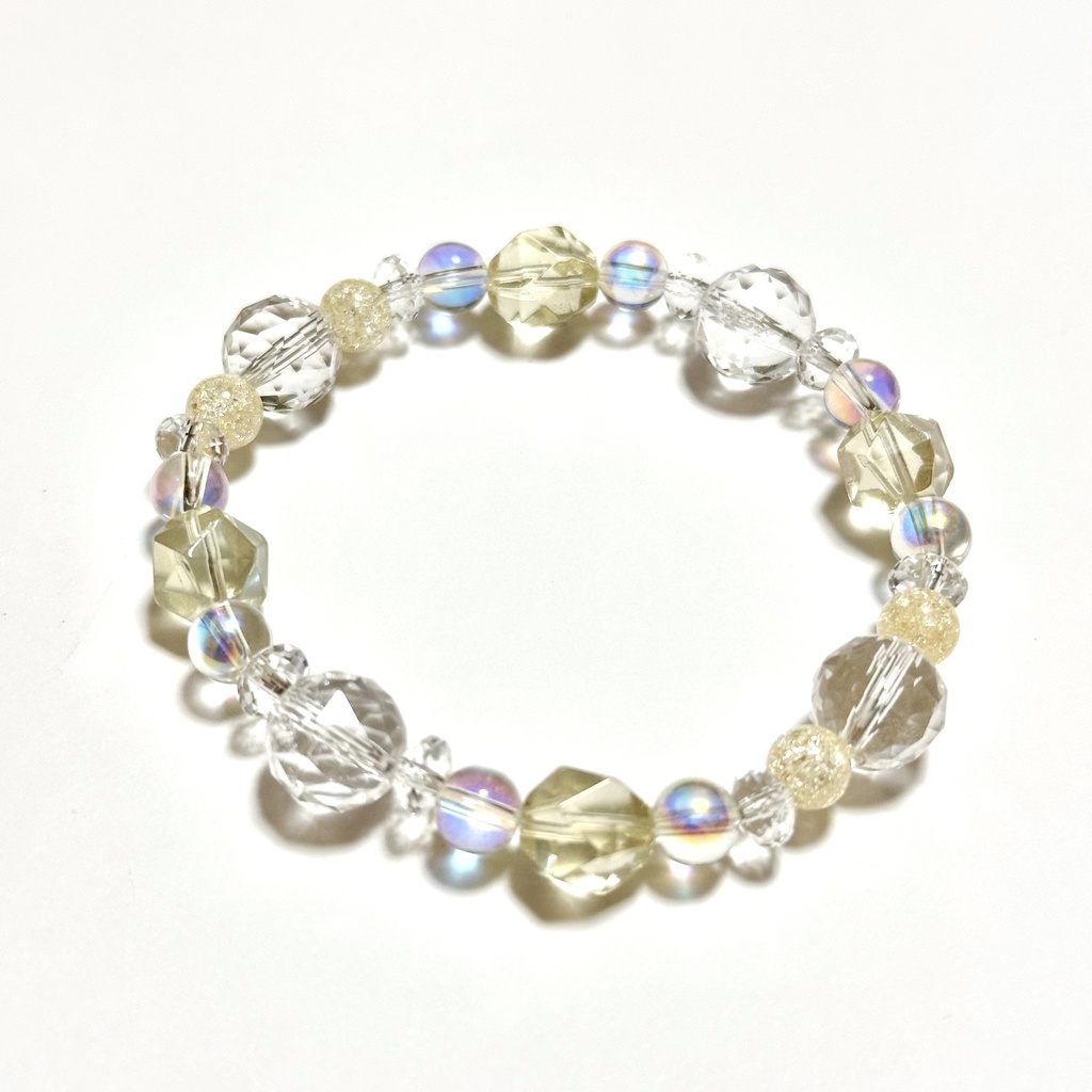 「 レモネード 」  ✯ レモンクォーツ オーラクォーツ イエロークラック水晶 水晶 / 天然石ブレスレット パワーストーン 天然石アクセサリー