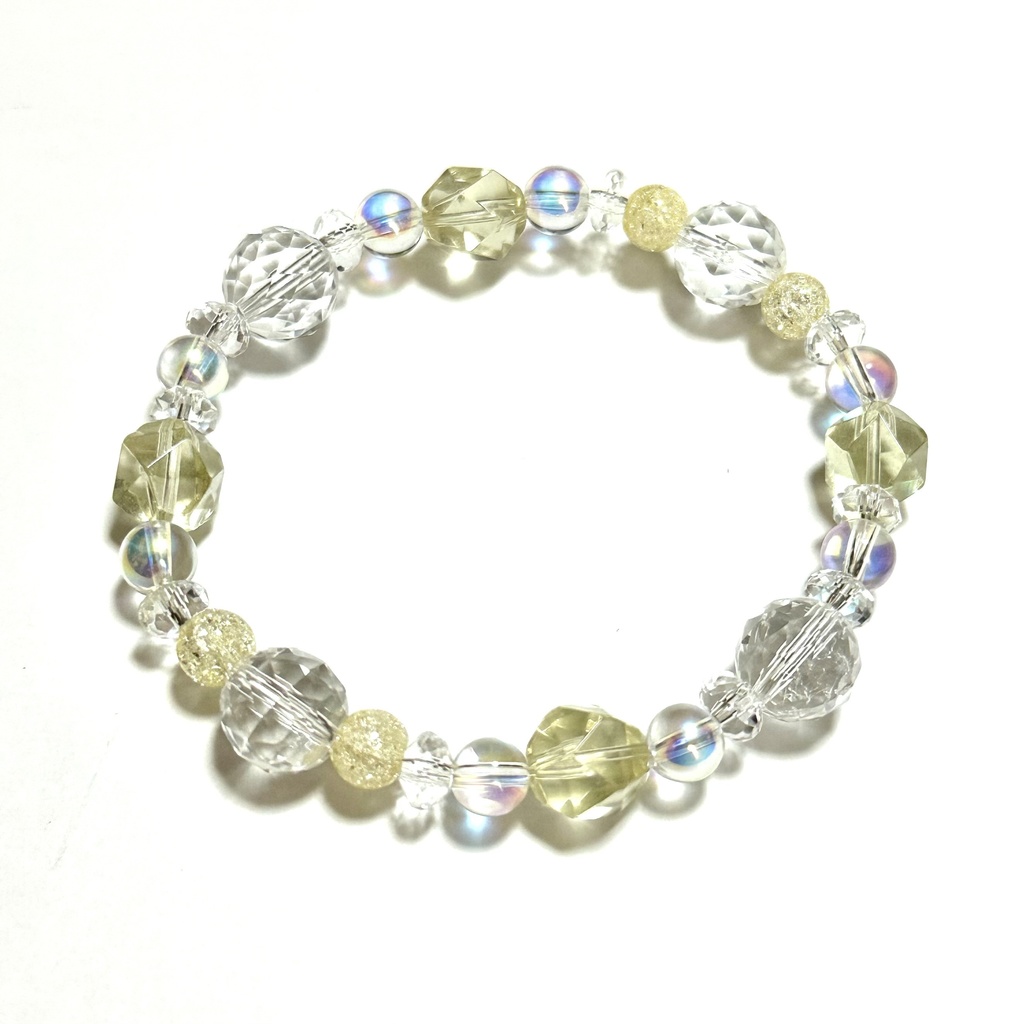 「 レモネード 」  ✯ レモンクォーツ オーラクォーツ イエロークラック水晶 水晶 / 天然石ブレスレット パワーストーン 天然石アクセサリー