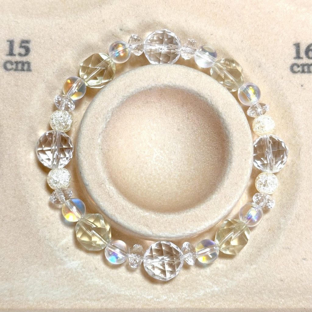 「 レモネード 」  ✯ レモンクォーツ オーラクォーツ イエロークラック水晶 水晶 / 天然石ブレスレット パワーストーン 天然石アクセサリー