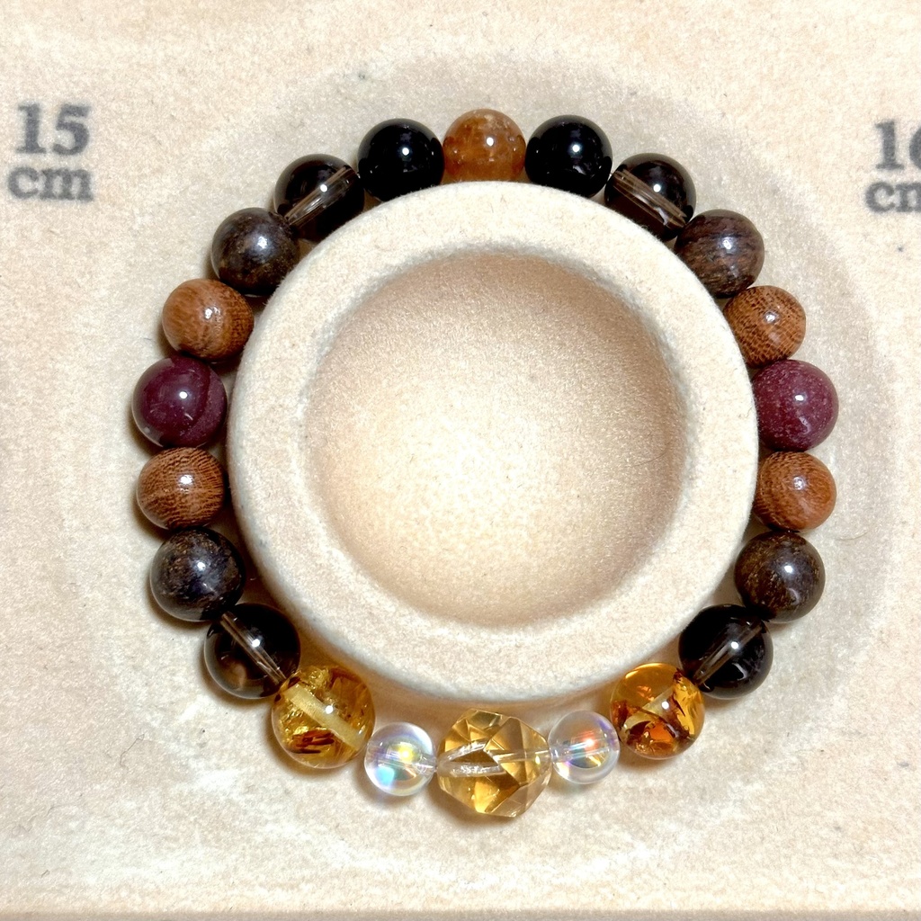 「 JAZZを聴きながら 」 ✯ シトリン バルティックアンバー スモーキークォーツ ブロンザイト 欅 / 天然石ブレスレット パワーストーン 天然石アクセサリー