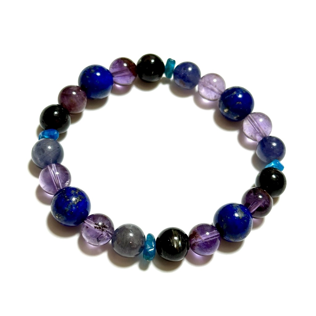 「 天の川 」 ✯ ラピスラズリ アメジストガーデンクォーツ ヌーマイト アパタイト アイオライトサンストーン/ 天然石ブレスレット パワーストーン 天然石アクセサリー