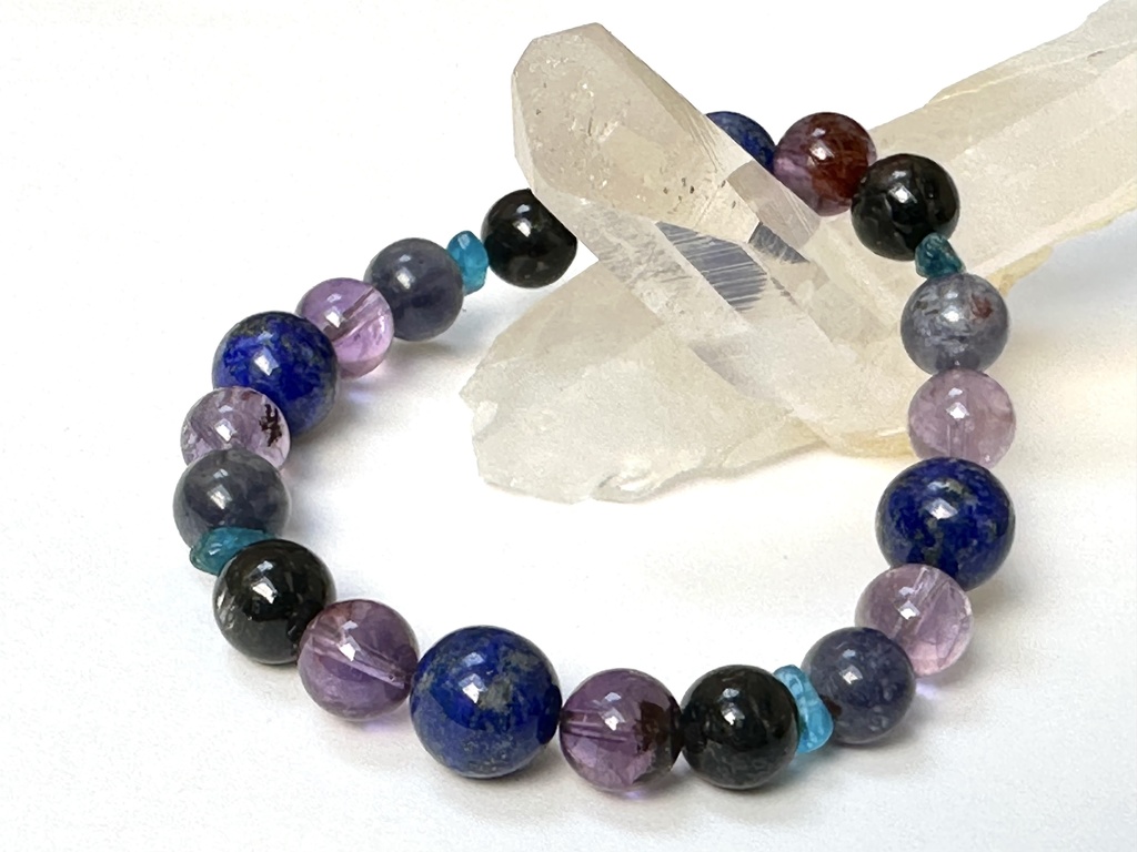 「 天の川 」 ✯ ラピスラズリ アメジストガーデンクォーツ ヌーマイト アパタイト アイオライトサンストーン/ 天然石ブレスレット パワーストーン 天然石アクセサリー