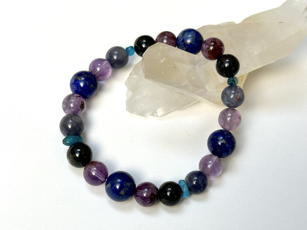 「 天の川 」 ✯ ラピスラズリ アメジストガーデンクォーツ ヌーマイト アパタイト アイオライトサンストーン/ 天然石ブレスレット パワーストーン 天然石アクセサリー