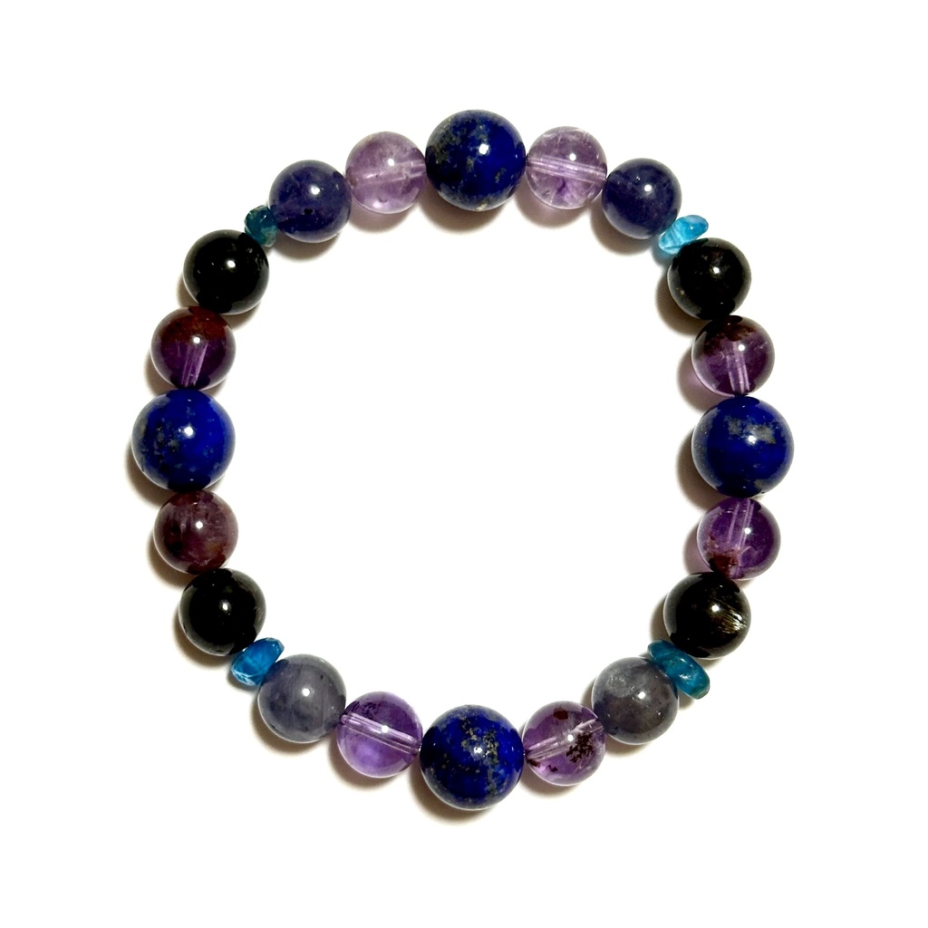 「 天の川 」 ✯ ラピスラズリ アメジストガーデンクォーツ ヌーマイト アパタイト アイオライトサンストーン/ 天然石ブレスレット パワーストーン 天然石アクセサリー