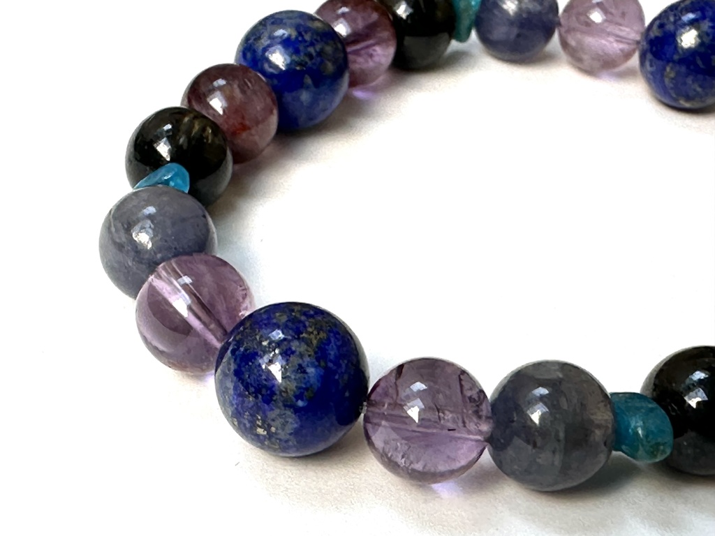 「 天の川 」 ✯ ラピスラズリ アメジストガーデンクォーツ ヌーマイト アパタイト アイオライトサンストーン/ 天然石ブレスレット パワーストーン 天然石アクセサリー