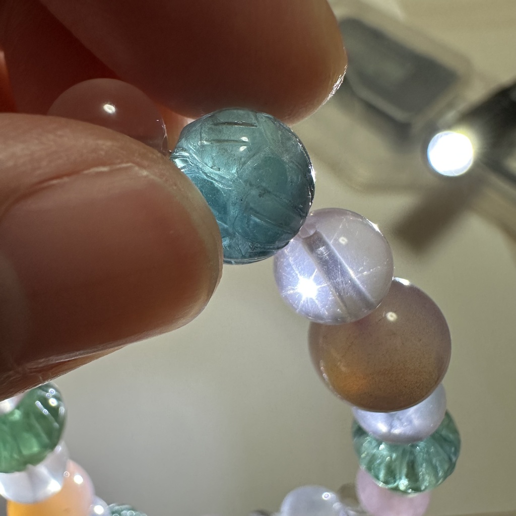 「 蓮の花─温良─ 」 ✯ セレナイト ローズクォーツ フローライト プレナイト ソルトソースアゲート / 天然石ブレスレット パワーストーン 天然石アクセサリー