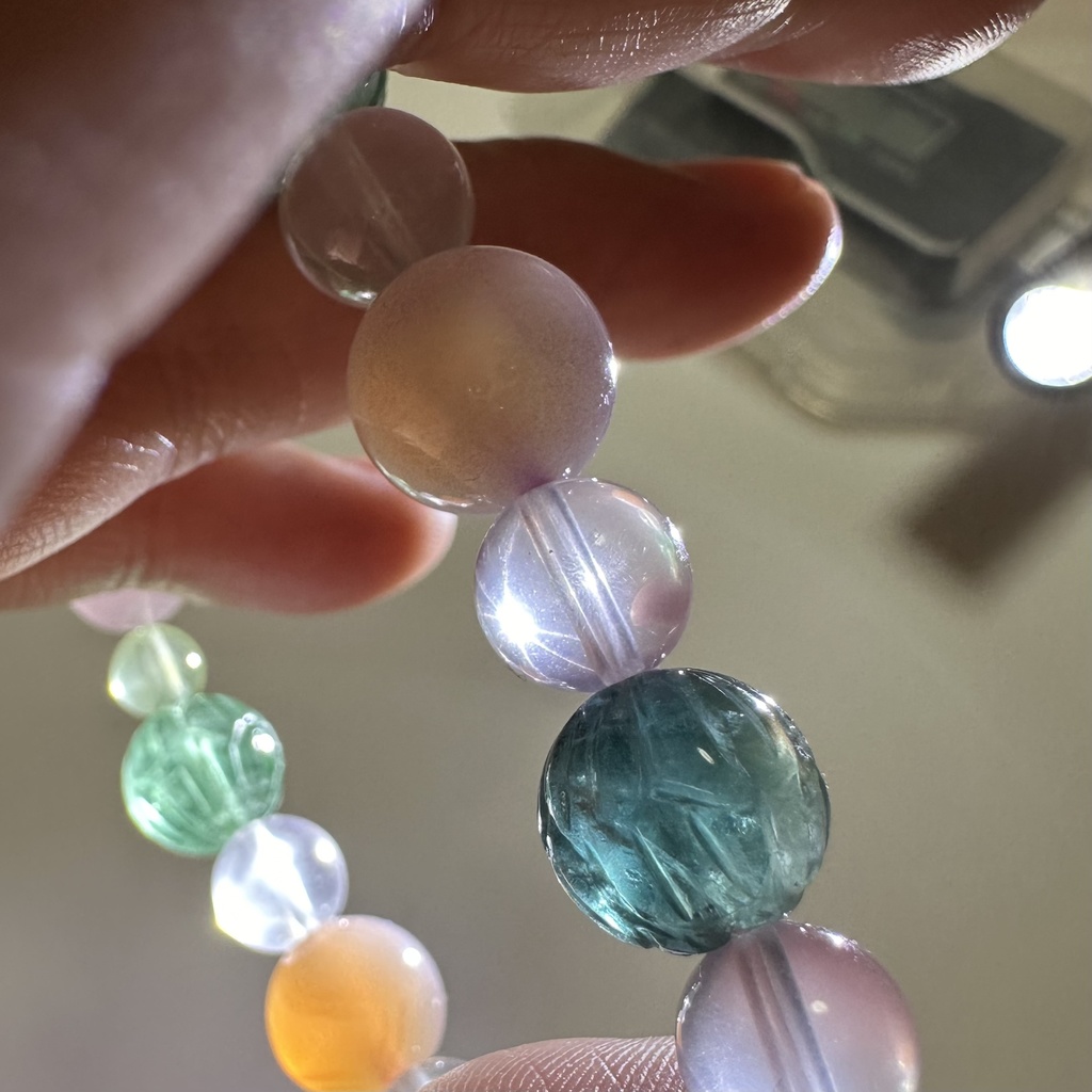 「 蓮の花─温良─ 」 ✯ セレナイト ローズクォーツ フローライト プレナイト ソルトソースアゲート / 天然石ブレスレット パワーストーン 天然石アクセサリー