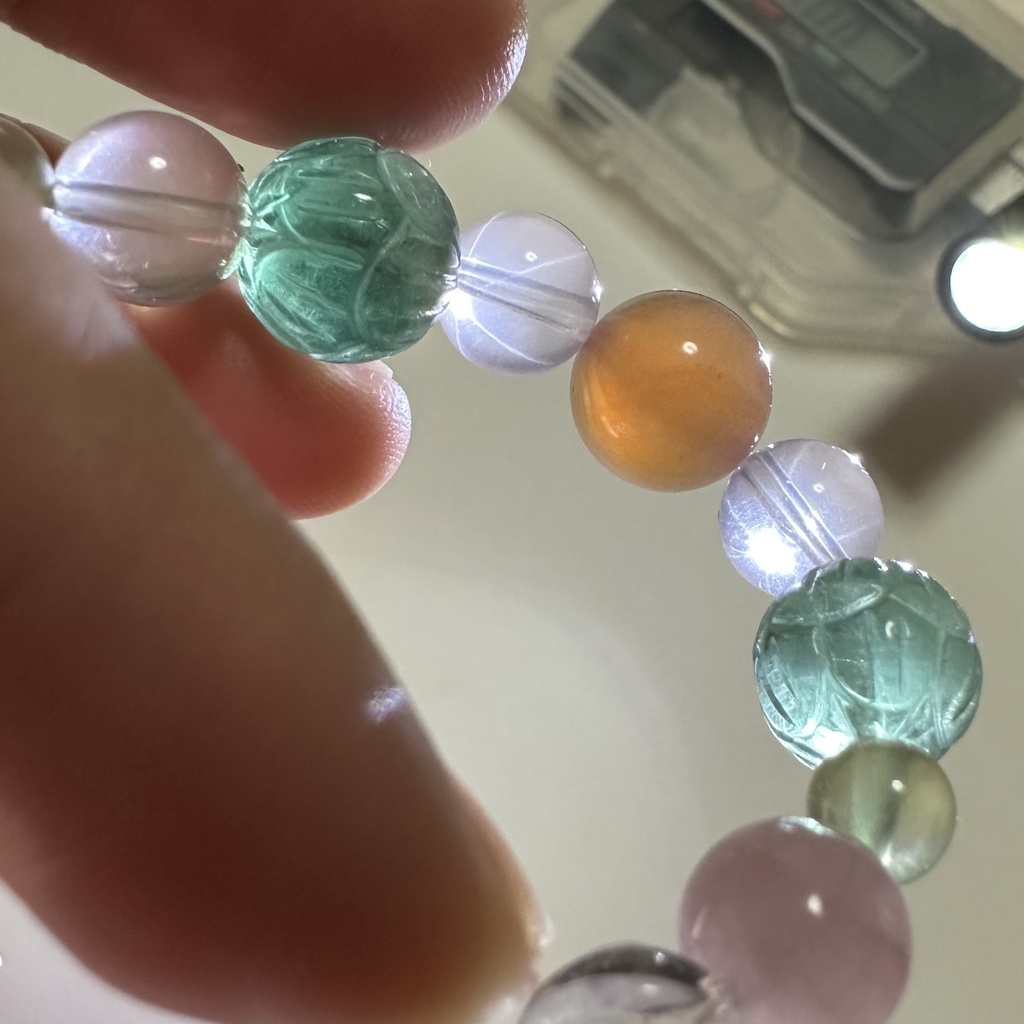 「 蓮の花─温良─ 」 ✯ セレナイト ローズクォーツ フローライト プレナイト ソルトソースアゲート / 天然石ブレスレット パワーストーン 天然石アクセサリー