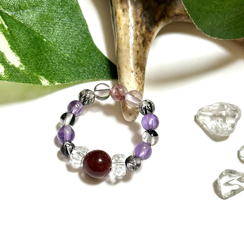 「 蘇葉(そよう) 」 | 星明かりの指輪 ✯ アンデシン ブラックルチルクォーツ アメジスト レピドクロサイトインクォーツ / 天然石リング パワーストーン 天然石アクセサリー