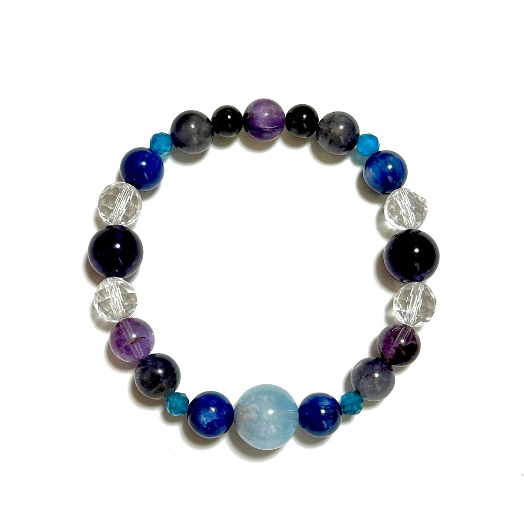 「 空の魔法 」 ✯ アクアマリン カイヤナイト アパタイト アメジスト イーグルアイ エンジェルシリカ/ 天然石ブレスレット パワーストーン 天然石アクセサリー