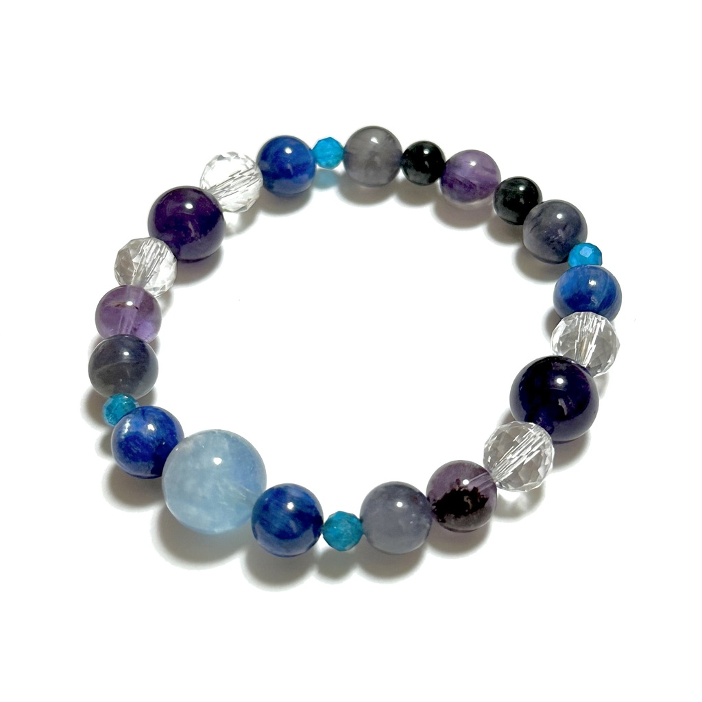 「 空の魔法 」 ✯ アクアマリン カイヤナイト アパタイト アメジスト イーグルアイ エンジェルシリカ/ 天然石ブレスレット パワーストーン 天然石アクセサリー